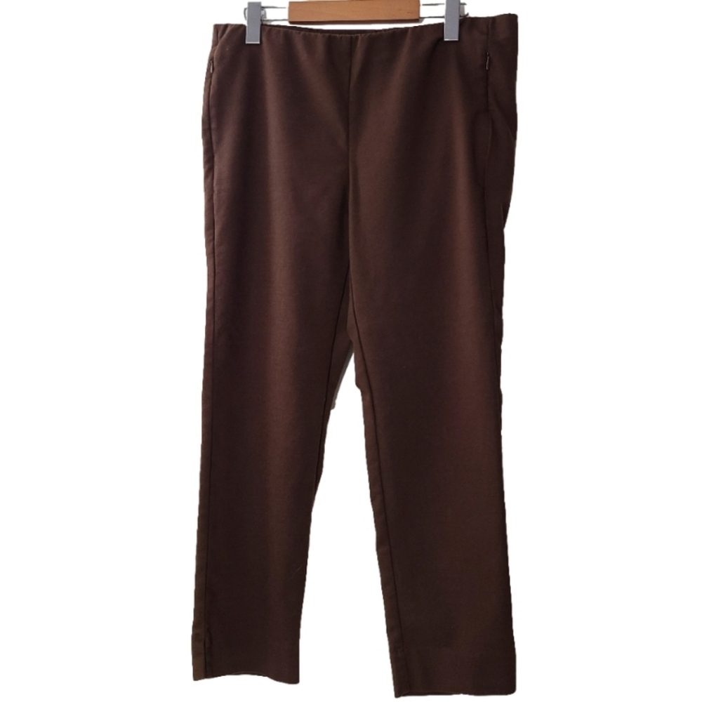 J. Jill Essential chocolate brown ankle crop pull on pants size 12 minimalist